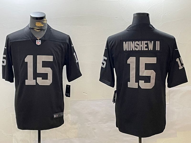 Men Oakland Raiders 15 Minshew ii Black 2024 Nike Limited NFL Jersey style 1